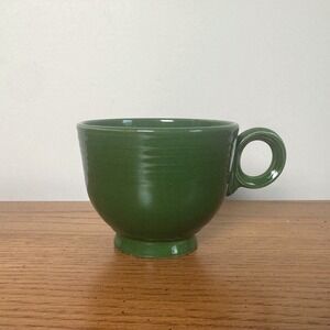 Vintage Fiesta Ware Pottery Ring Handle Cup Green Glossy Ceramic Mug MCM
